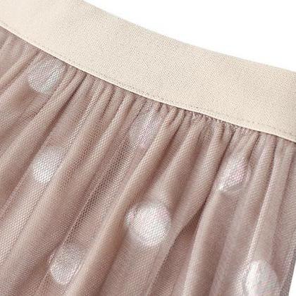 Sweet Dot Women Gauze Skirt With Se..