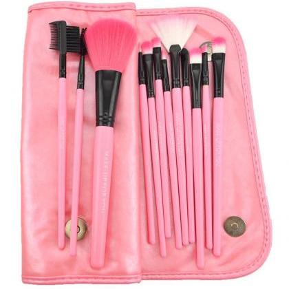,12 Pcs Professioal Makeup Brush Set - Pink