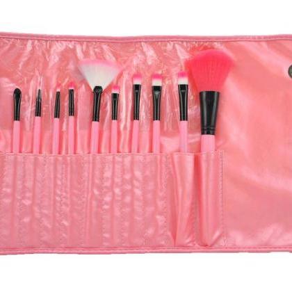 ,12 Pcs Professioal Makeup Brush Set - Pink