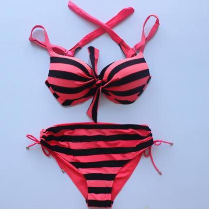 Stripe Swimsuit Swimwear Bathing Suit Bikini