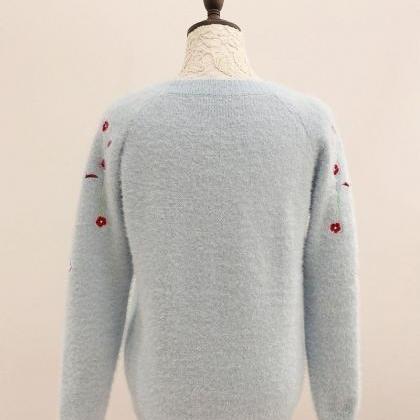 Women Flower Knitting Warm Casual Pullover Sweater..