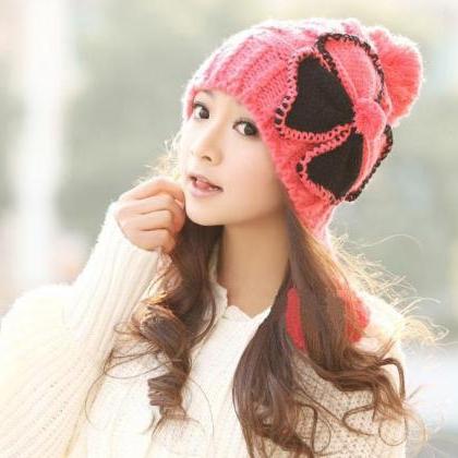 Cute Bow Winter Women's Knitted Hat..