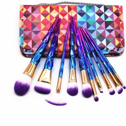 10pcs/set Colorful Foundation Makeup Brush..