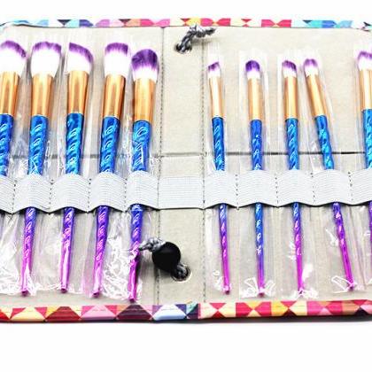 10pcs/set Colorful Foundation Makeup Brush..