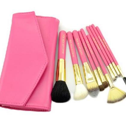 10 Pcs Professional Makeup Brush Set With Leather..