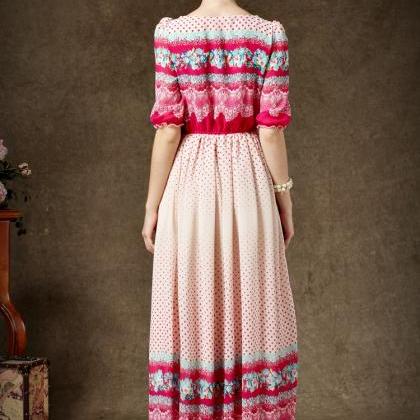 Fahion Autumn Long Printing Chiffon Dress
