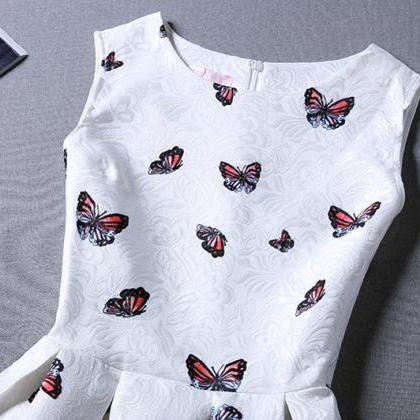 Butterfly Patternc Sleeveless Vest Dress For Women
