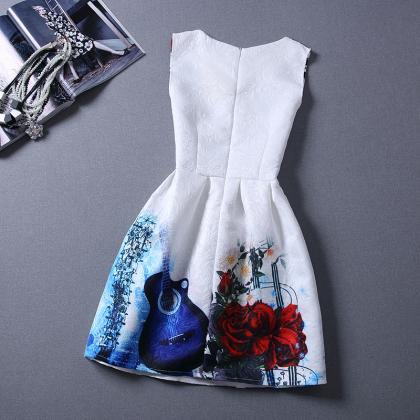 Violin Patternc Sleeveless Vest Dress For Women