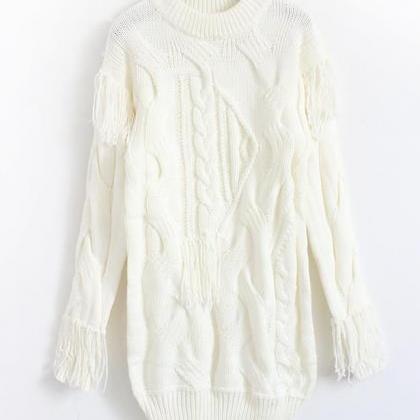 Fashion Loose Fringed Dress Sweater