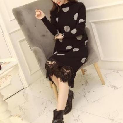 Dot Female Suit Backing Sweater Lace Dress
