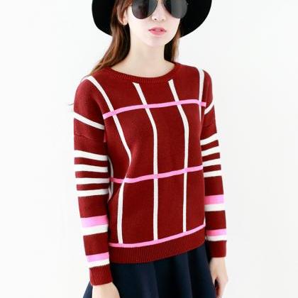 Sweater Women Round Neck Long Sleeve Pullovers..