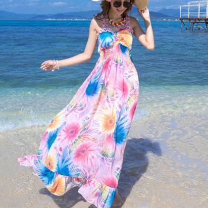 Chiffon Floral Beach Long Dress