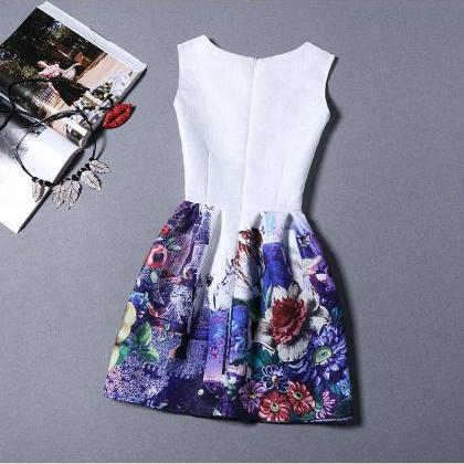 Spring And Summer Printing Sleeveless Vest Dress..