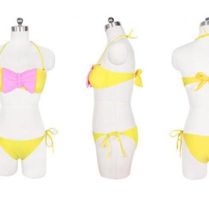 Women Bow Swimsuit Swimwear Bikini 2 Colors