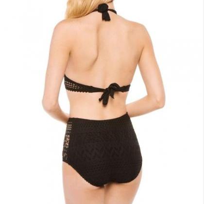 Women Hollow Black Swimsuit Swimwear Bikini