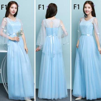 Lignt Blue Long Design Elegant Gown Evening Dress