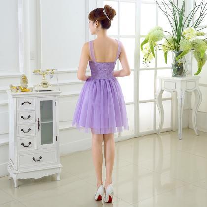 Sweet Bow Mini Bridesmaid Prom Dresses -purple
