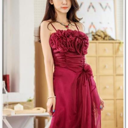 Long Wine Red Evening Dress