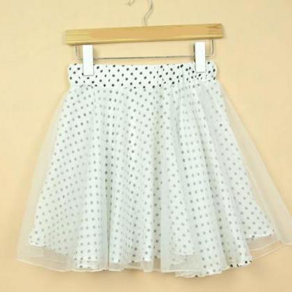 Polka Dot Sheer Layered Skater Skirt