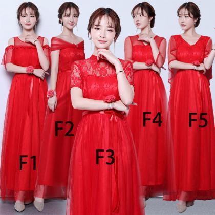 Women Red Color Long Prom Evening Party Bridesmaid..