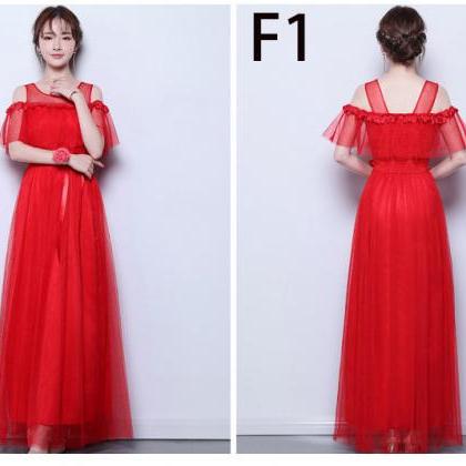 Women Red Color Long Prom Evening Party Bridesmaid..