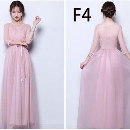 Women Pink Color Long Prom Evening Party..