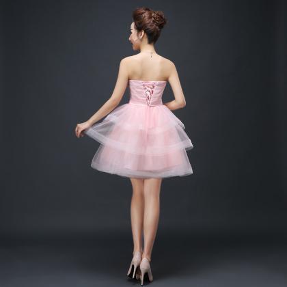 Mini Cake Bridesmaid Prom Dress -pink