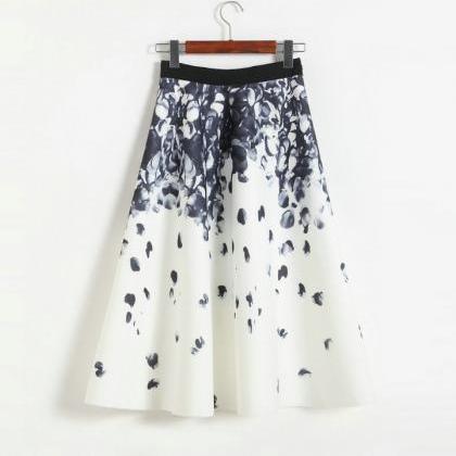 Space Cotton Printing High Waisted A-line Skirt -..