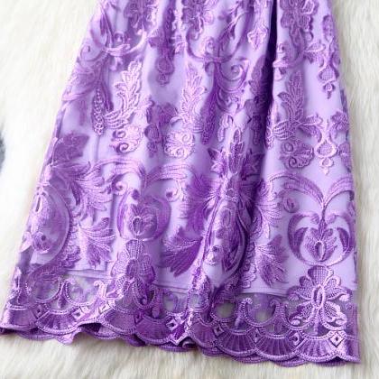 Luxury Designer Embroidery Dress - Purple