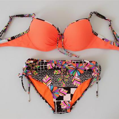 Printing Sexy Swimwear Swimsuit - Orange