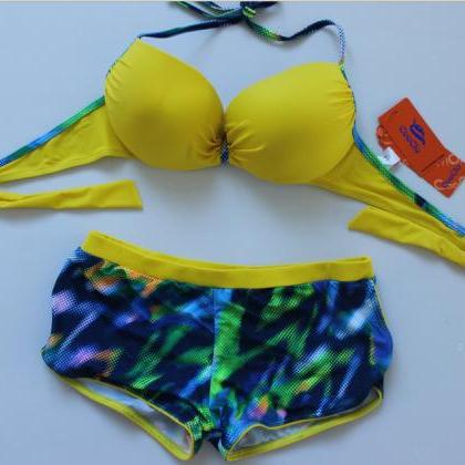 Fashion Sexy Bikini Swimsuit For Lady - Yellow