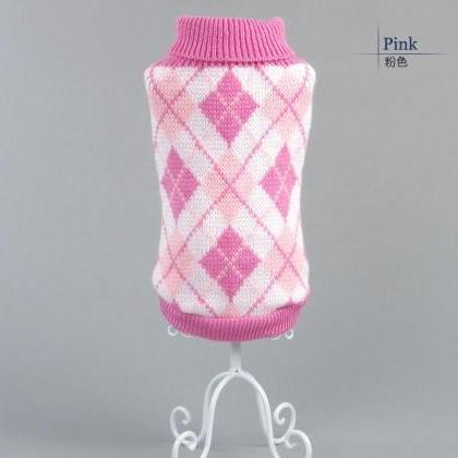 Winter Diamond Pattern Dog Clothes - Pink