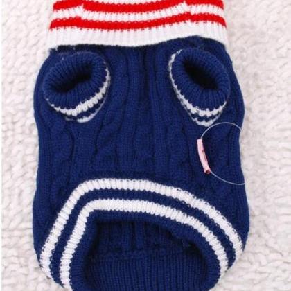 Winter Dog Navy Sweater Dog Clothes