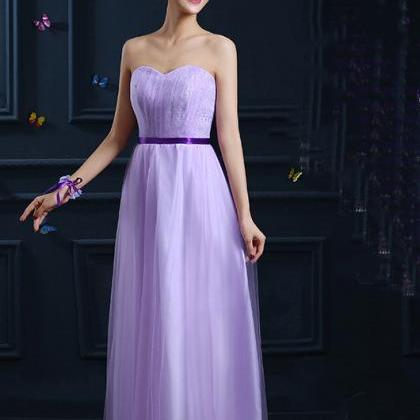 Purple Strapless Bridesmaid Graduation Dresses..