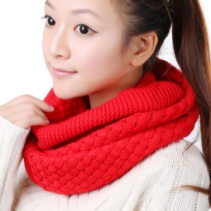Women Winter knitted Scarves - Red