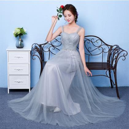 A-line Sleeveless Elegant Long Bridesmaid Dresses..