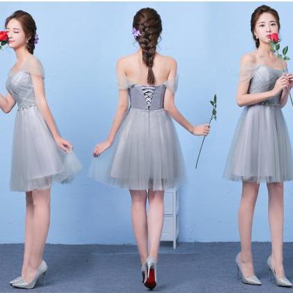 A-line Sleeveless Elegant Short Bridesmaid Dresses..