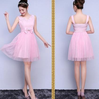 Cute Bow Mini Bridesmaid Dress Party Prom Gown -..
