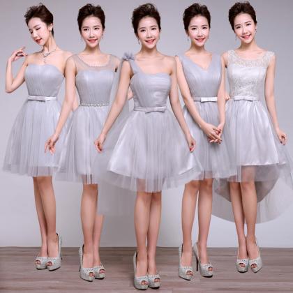 Sweetheart Grey Color Round Neck Patchwork Wedding..