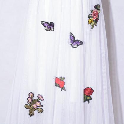 Butterfly Flower Skirt - White
