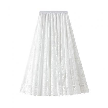 White Lace Skirts Womens Long Skirt