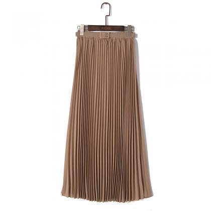 Chiffon Pleated Bohemia Long Skirt - Khaki