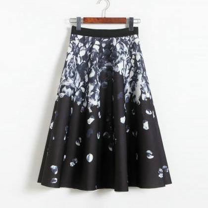 Retro Space Cotton Printing High Waisted A-line..