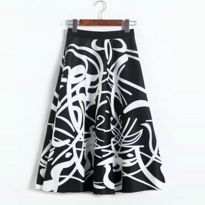 Space Cotton Printing A-line Skirt