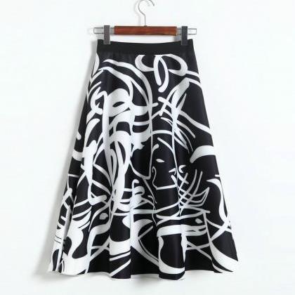Space Cotton Printing A-line Skirt