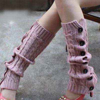 Winter Knitted Leg Warmers Accessories for Women - Pink