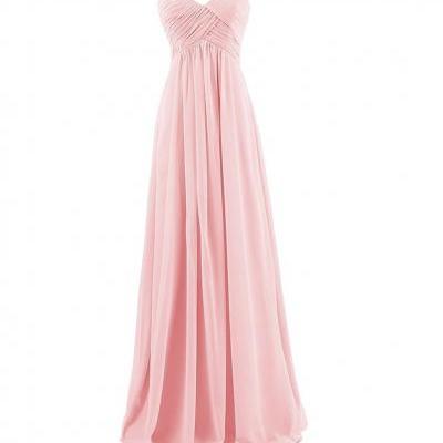Strapless Plus Size Bridesmaid Dresses Long For Wedding Guests Sister Party Dress Chiffon Prom Dress - Pink