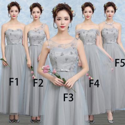 New Grey Color Gauze Long Bridesmaid Wedding Dress