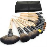 Free Shipping 24 pcs Make up Brush Kit Makeup Brushes Tools Set Black Leather Case