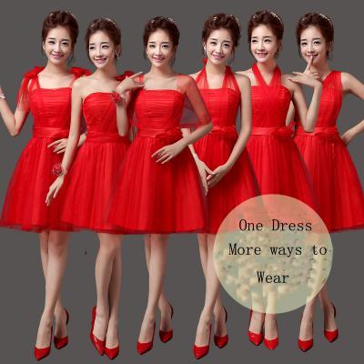 Convertible Bridesmaid Dresses Mini Cheap Wedding Bridesmaid Dresses Formal Party Dresses - Red